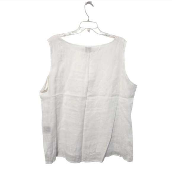 Eileen Fisher Irish Handkerchief Linen Sleeveless White Tank Top - Picture 7 of 16